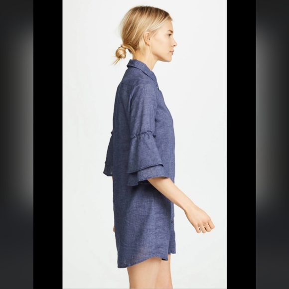 NWT Splendid Blue Chambray Ruffle Sleeve Shirtdress size XS - Picture 3 of 7